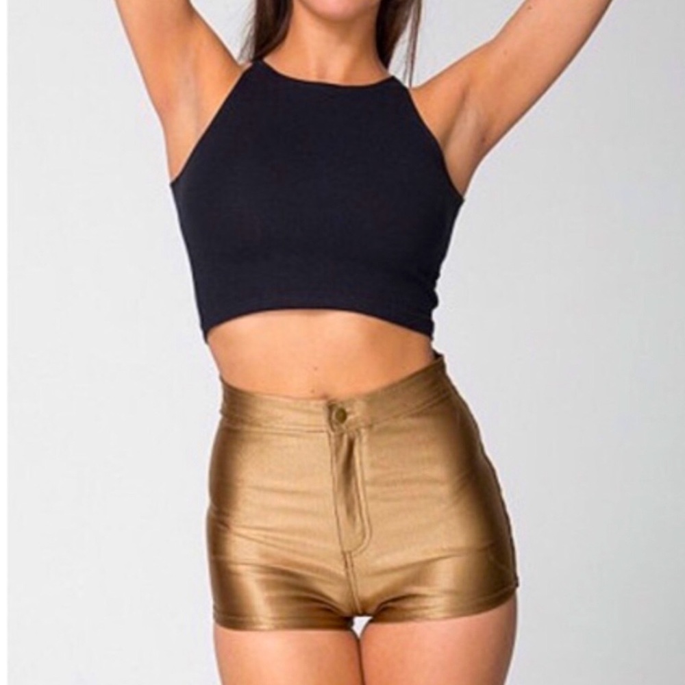 American Apparel Gold Disco Shorts